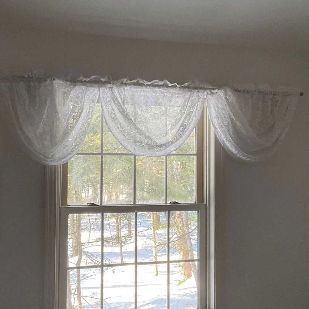 Vintage Floral Lace Waterfall Curtain Valance